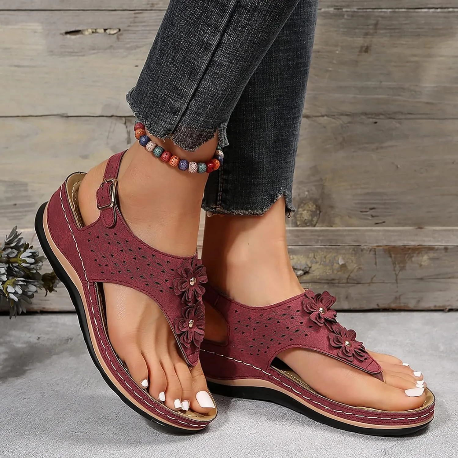 Orthopedic Sandals for Women Arch Support Wide Flip Flops Beach Dressy Wedge Sandal Dressy Summer Arch Support Shoes for Womens Wedge Shoes Slip On Dressy Woman Orthopedic Shoe