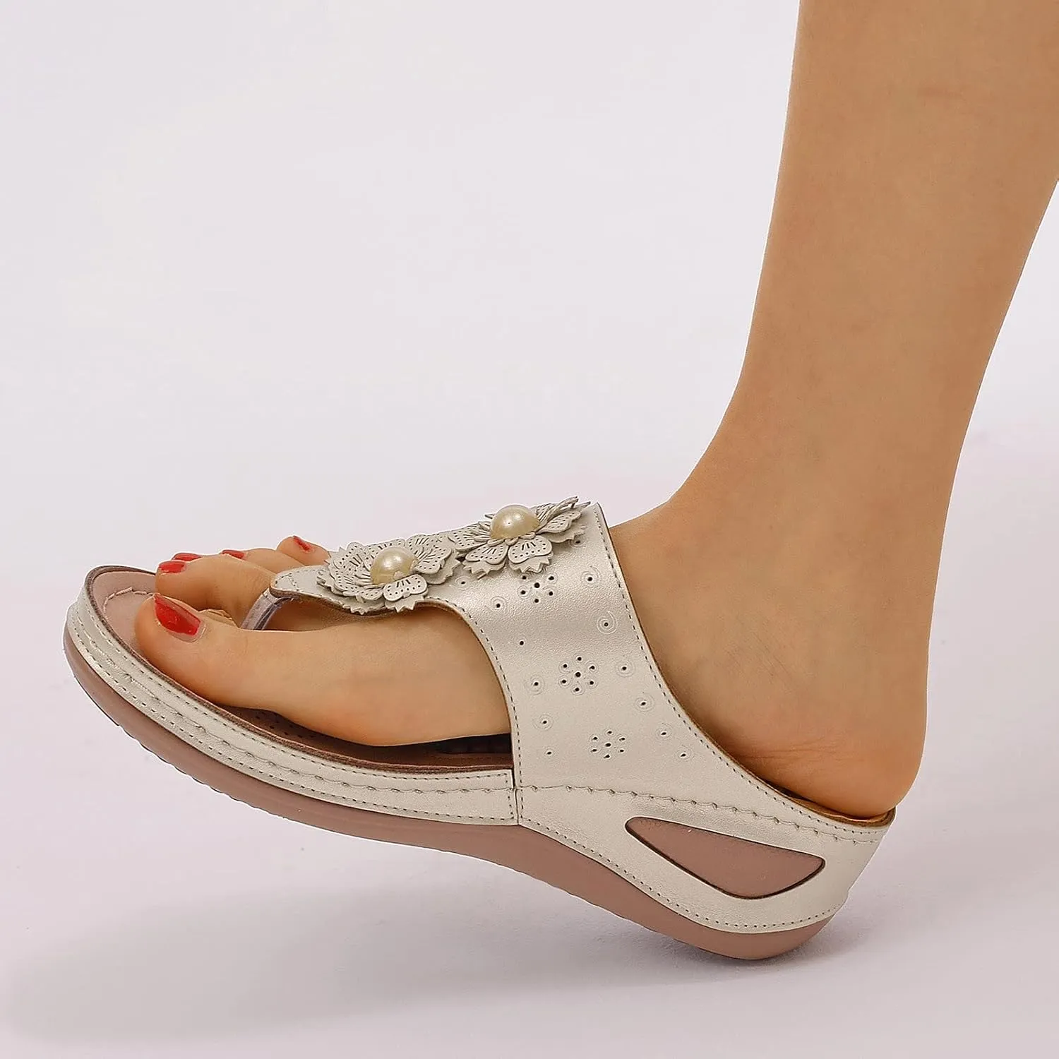Orthopedic Sandals for Women Wide Width Flip Flops Beach Wedge Womens Wedge Sandal Comfortable Closed Toe Arch Support Womans Slides Orthopedic Shoes Summer Dressy Dressy Orthotic Shoe