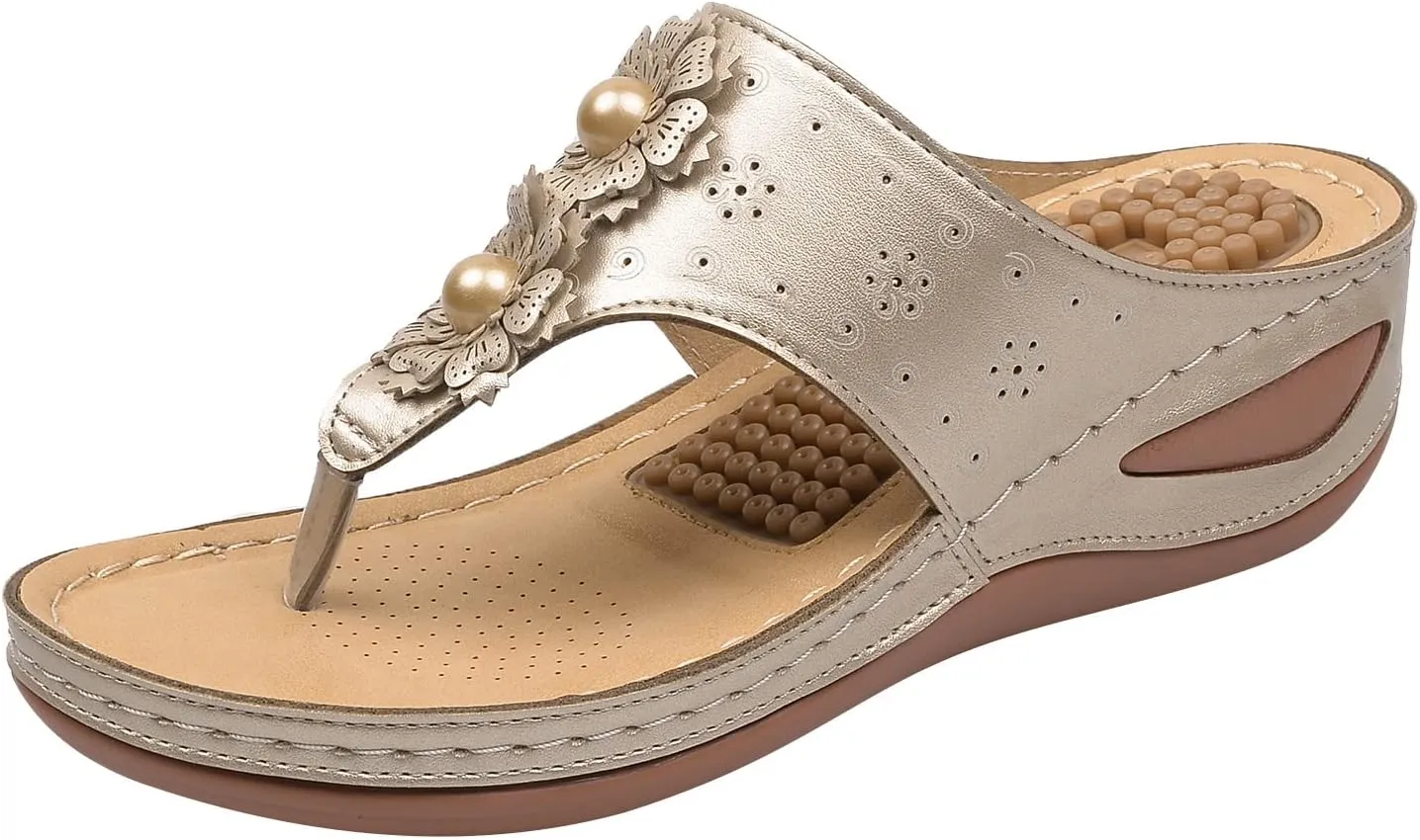 Orthopedic Sandals for Women Wide Width Flip Flops Beach Wedge Womens Wedge Sandal Comfortable Closed Toe Arch Support Womans Slides Orthopedic Shoes Summer Dressy Dressy Orthotic Shoe