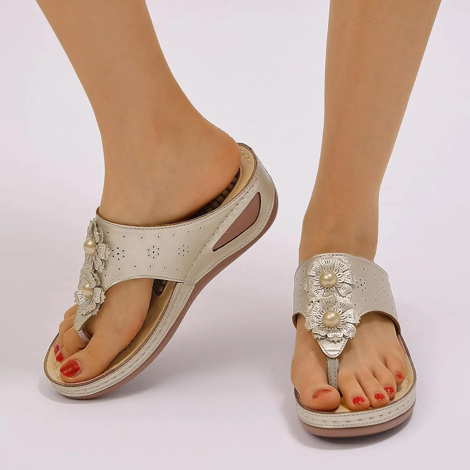 Orthopedic Sandals for Women Wide Width Flip Flops Beach Wedge Womens Wedge Sandal Comfortable Closed Toe Arch Support Womans Slides Orthopedic Shoes Summer Dressy Dressy Orthotic Shoe
