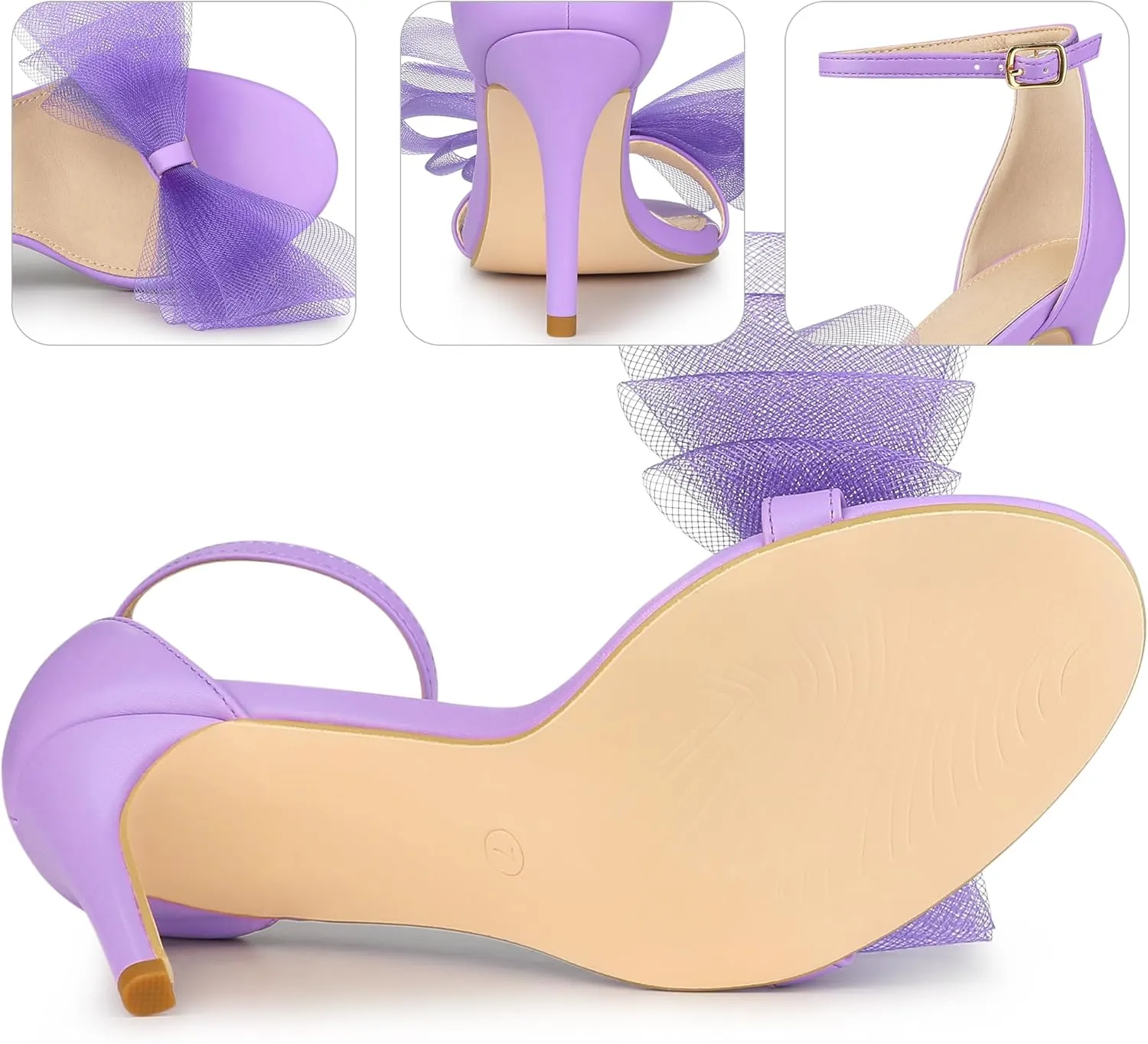 Perphy Open Toe High Heels Ankle Strap Bow Tie Stiletto Heel Sandals for Women