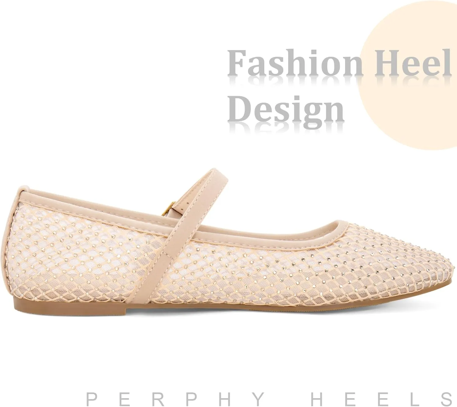 Perphy Rhinestone Breathable Mesh Ballet Flats Pumps for Women