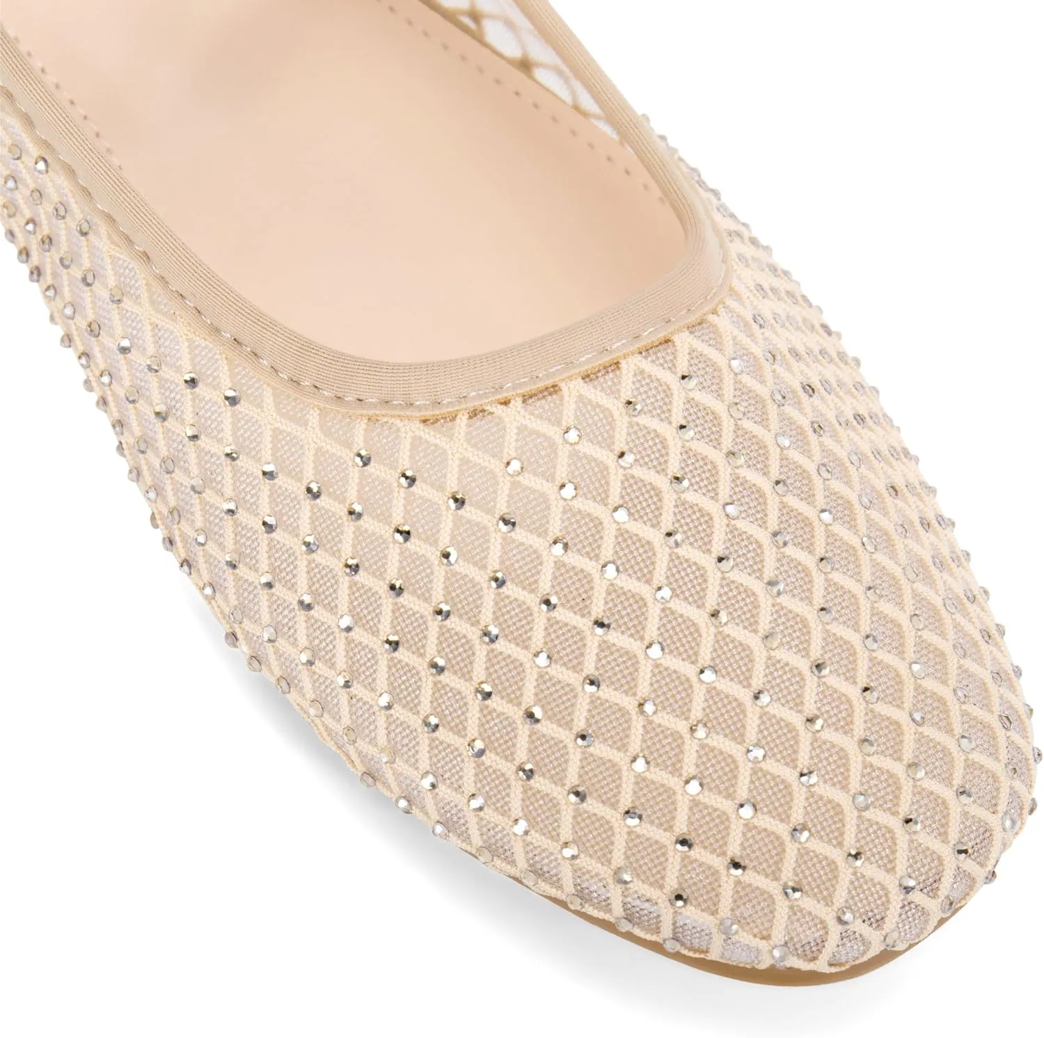 Perphy Rhinestone Breathable Mesh Ballet Flats Pumps for Women
