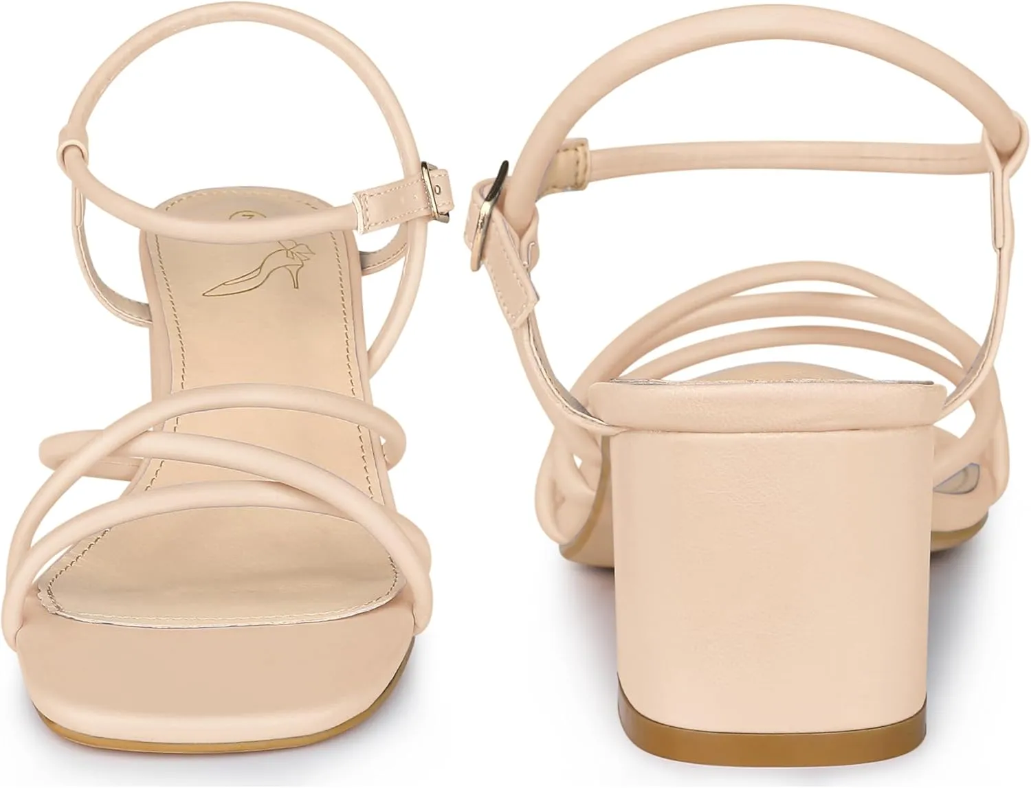 Perphy Strappy Heels Square Toe Slingback Chunky Heel Sandals for Women