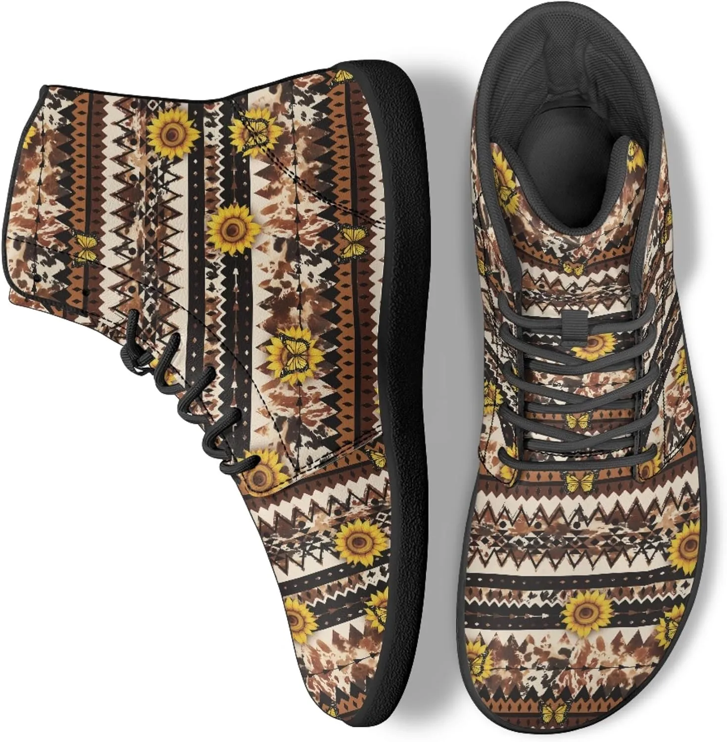 Personalized Print Sneakers for Men Women PU Leather High Top Barefoot Shoes