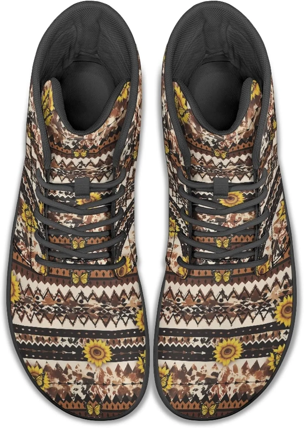 Personalized Print Sneakers for Men Women PU Leather High Top Barefoot Shoes