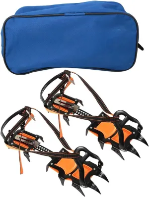 Pilipane Outdoor Spring Claw Crampons Non Slip Shoes Cover with 12 Teeth Ice Claws for Snow Ice Climbing Mountaineering Boots Black Orange Size 36 47