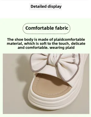 Platform slippers women's summer wear 2025 new one-word cool slippers women's fashion bow with skirt beach shoes women,Stability and anti - slip property