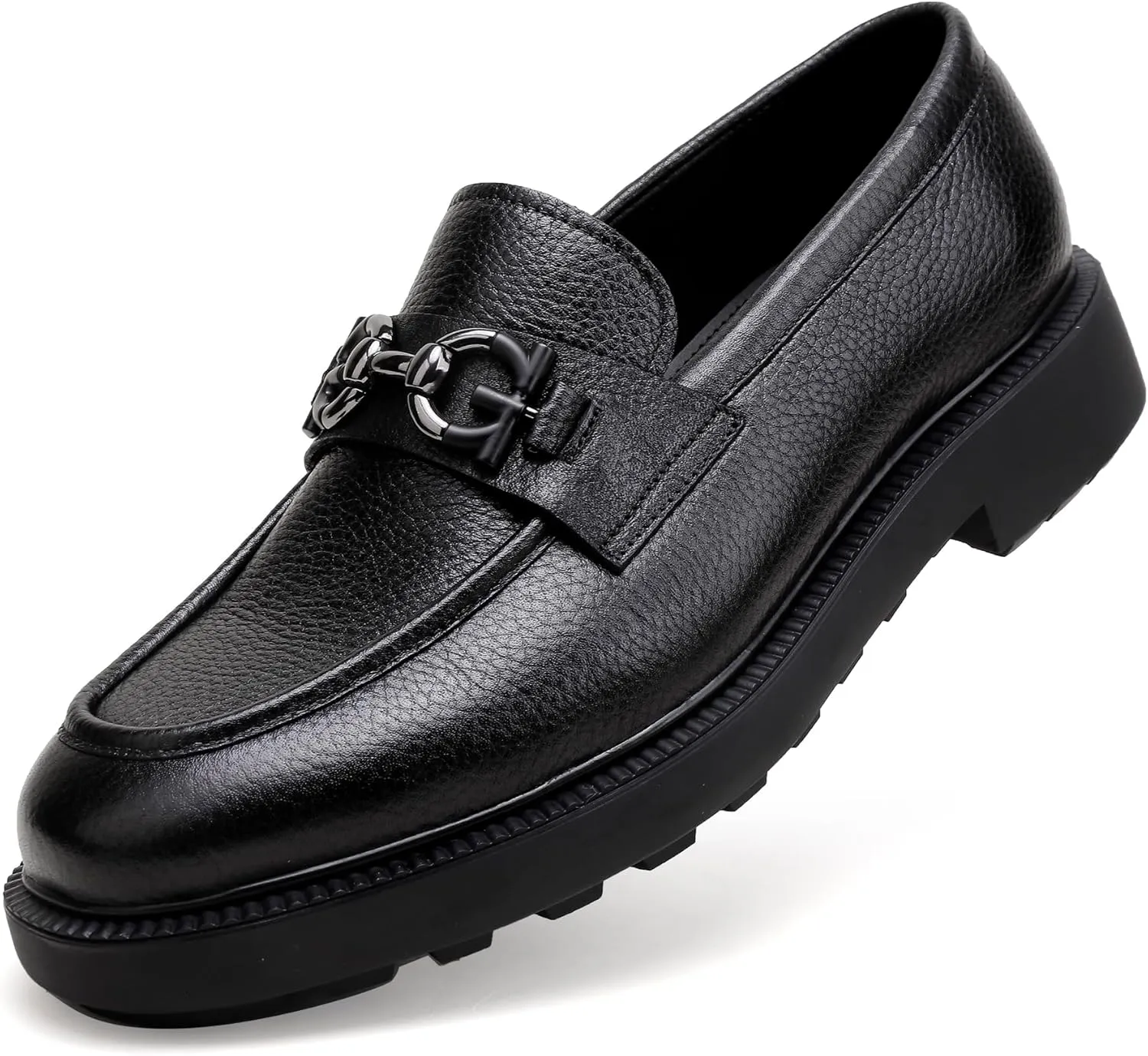 Premium Mens Leather Penny Loafers, Classic Alligator Printed Dress Shoes with Buckle Casual Wedding Shoes Slip-on Loafer for Mens