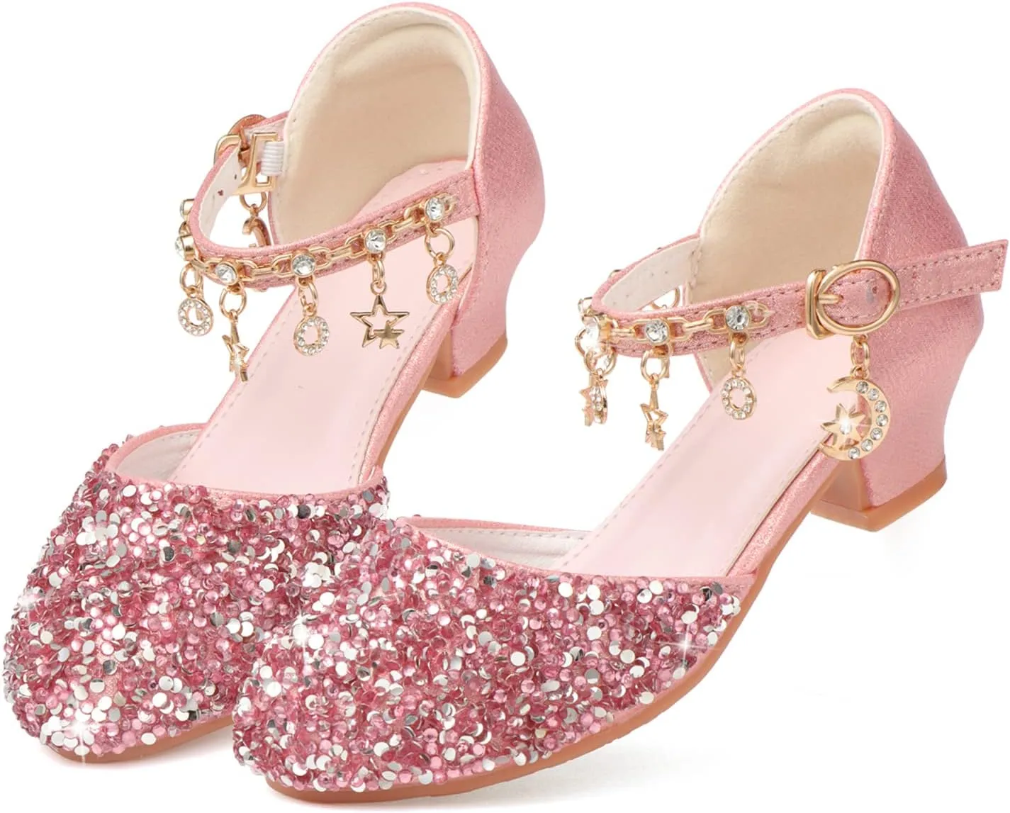 Princess Dress Shoes for Girls - Toddler Sandals with Flower Design for Wedding Party & High Heels