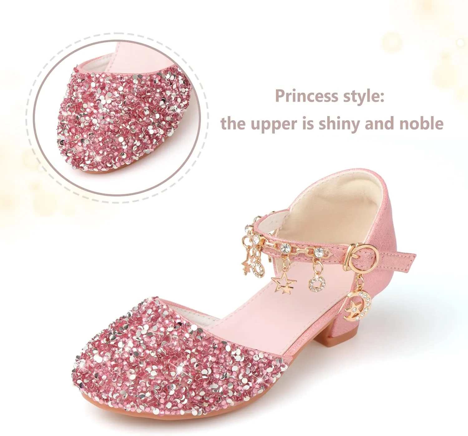 Princess Dress Shoes for Girls - Toddler Sandals with Flower Design for Wedding Party & High Heels