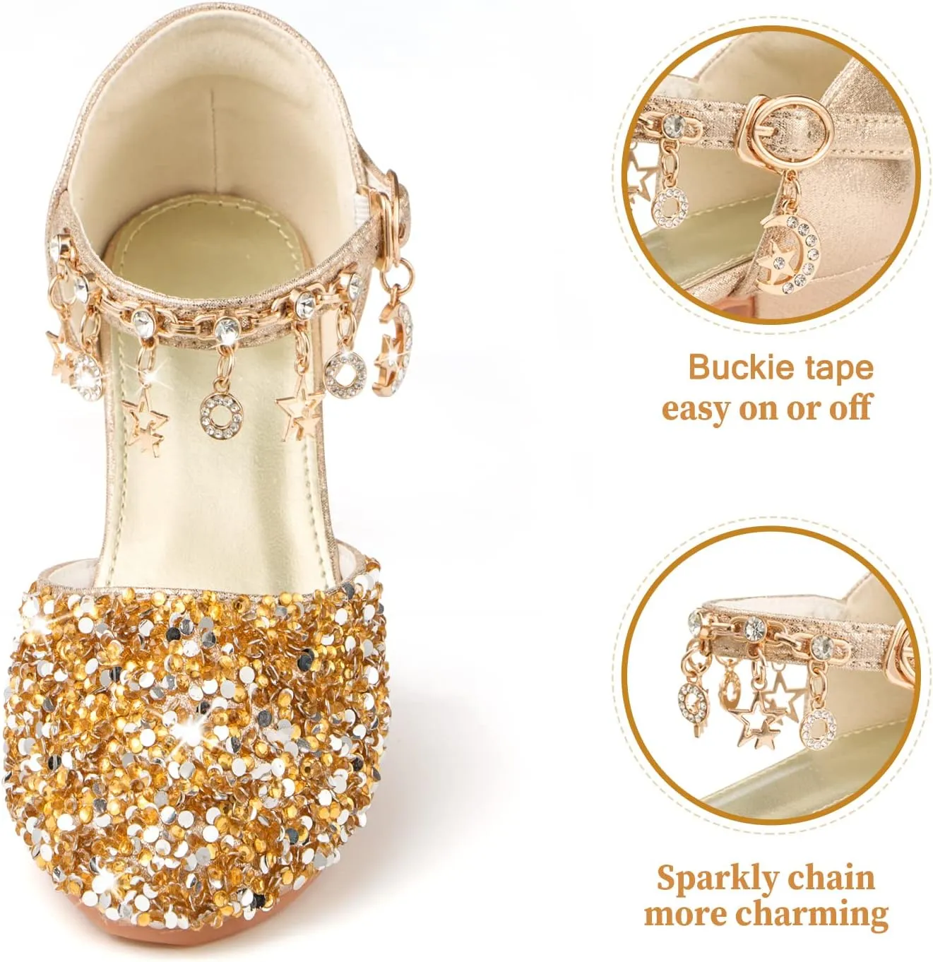 Princess Dress Shoes for Girls - Toddler Sandals with Flower Design for Wedding Party & High Heels