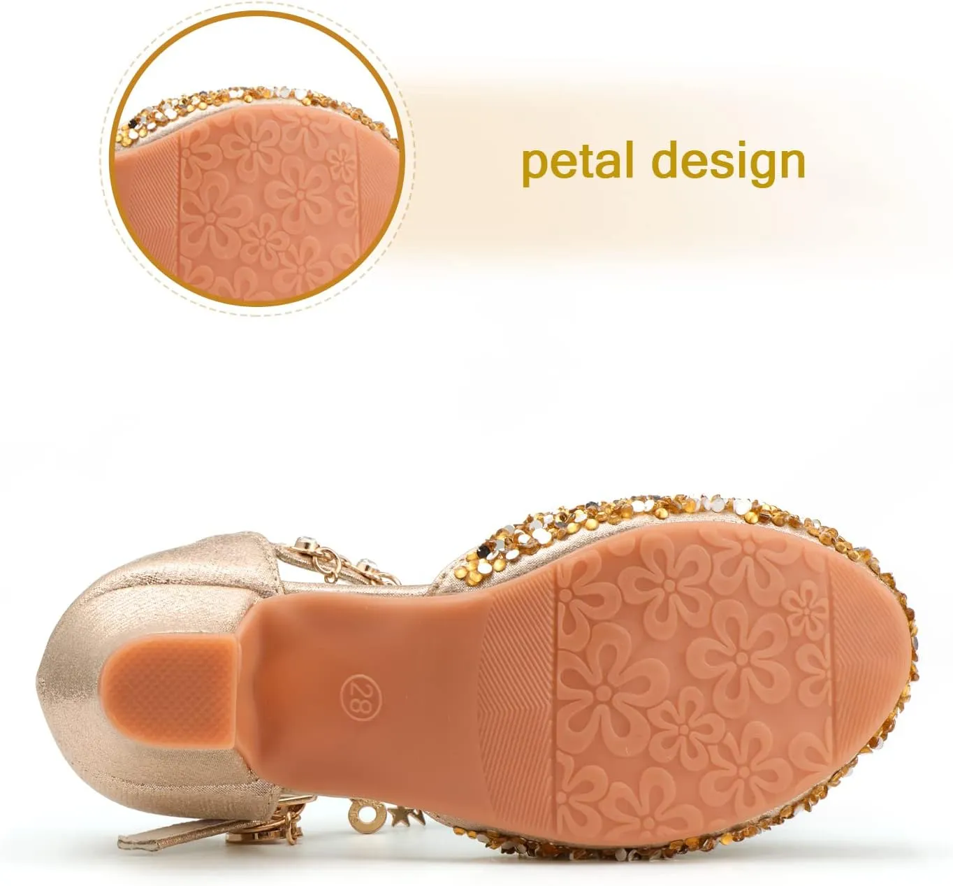 Princess Dress Shoes for Girls - Toddler Sandals with Flower Design for Wedding Party & High Heels