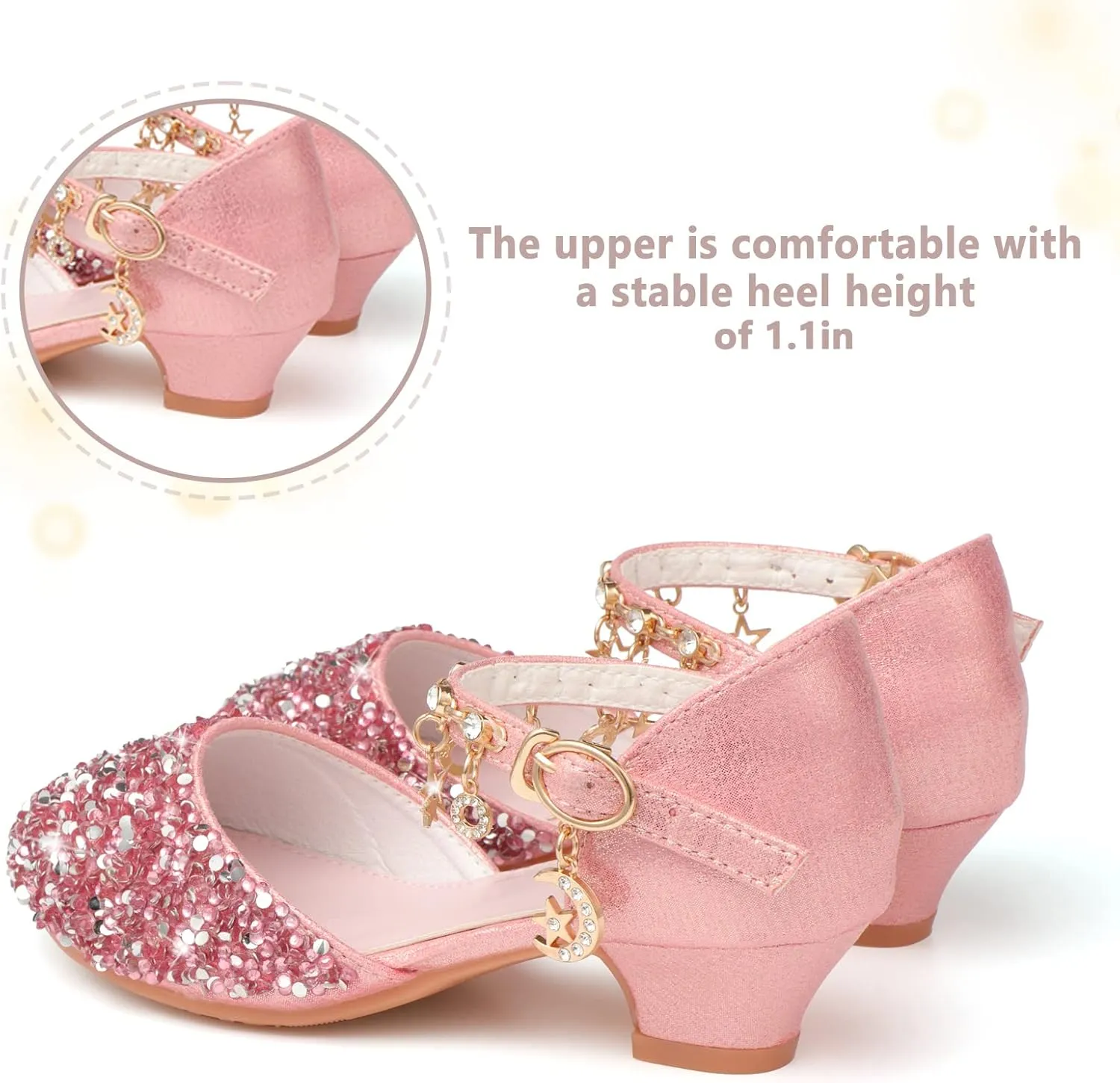Princess Dress Shoes for Girls - Toddler Sandals with Flower Design for Wedding Party & High Heels