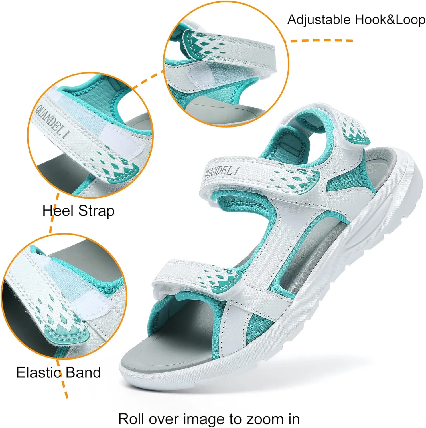 QUANDELI Women's Summer Waterproof Hiking Sandals - Comfortable, Lightweight, Open Toe Sandals for Outdoor, Beach, Travel