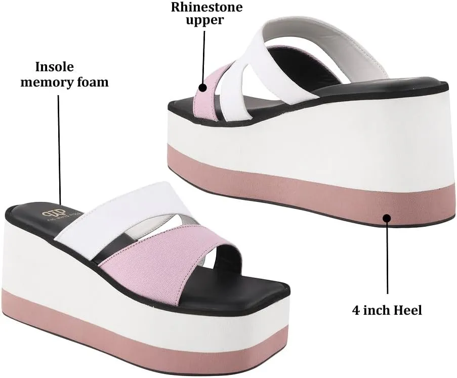 Ravishing Comfortable Slip on Platform Light Weight Trendy Chunky High Heels for Women & Girls