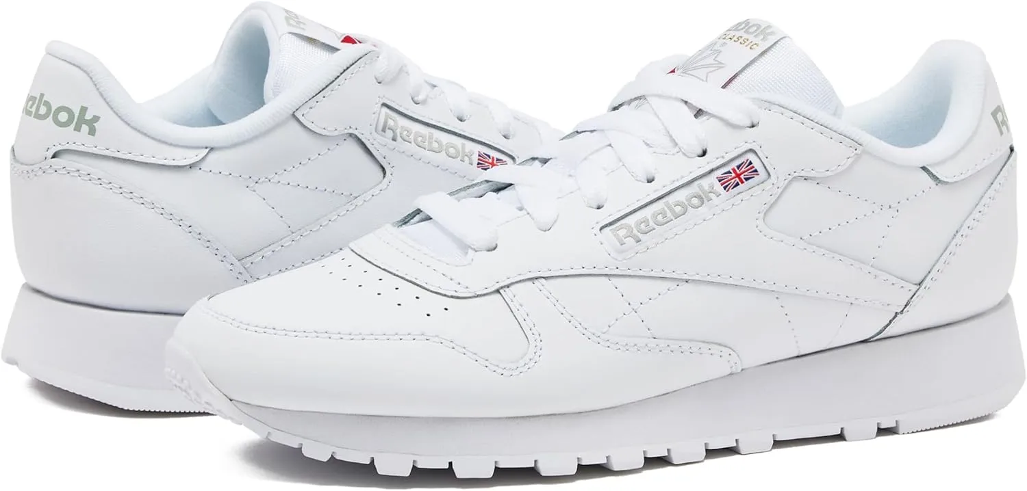 Reebok Men's Classic Leather Sneakers Black Or White Tennis Shoes