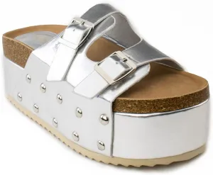 RF ROOM OF FASHION Women's Open Toe Slide on Footbed Platform Sandals