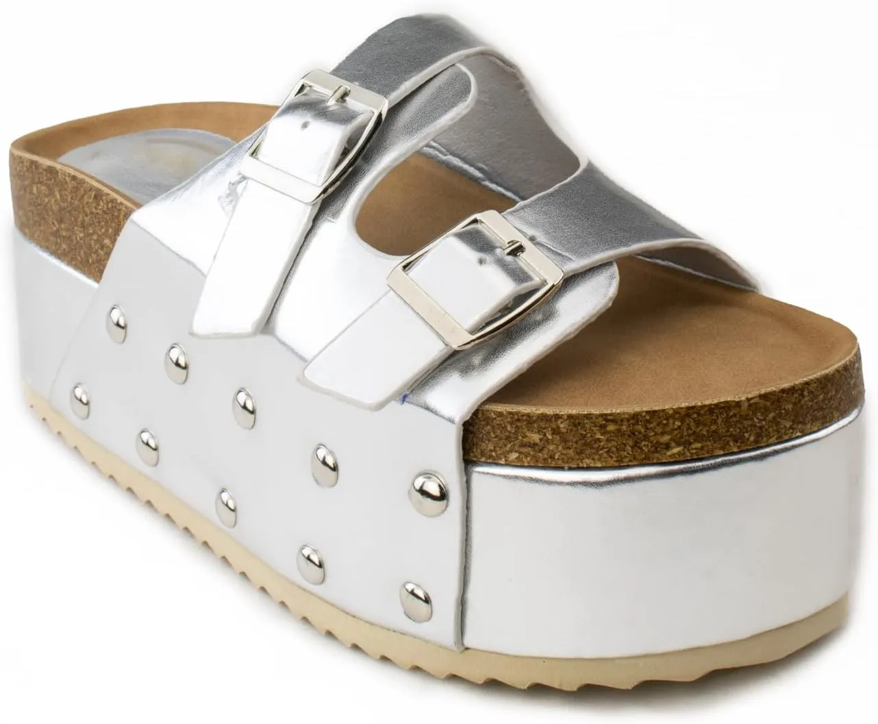 RF ROOM OF FASHION Women's Open Toe Slide on Footbed Platform Sandals