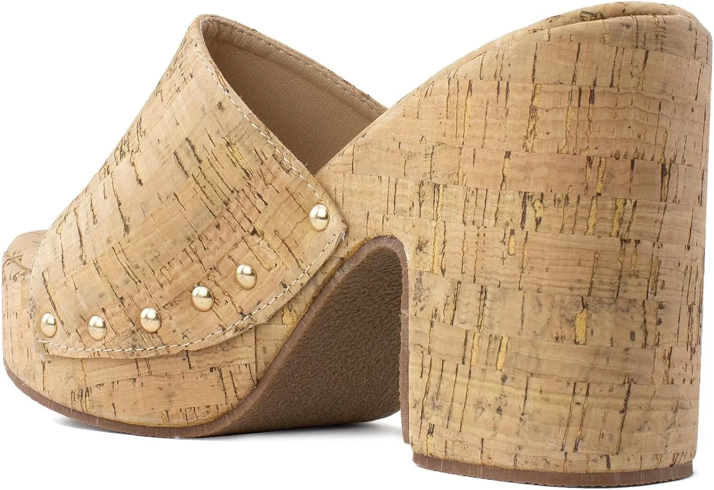 RF ROOM OF FASHION Women's Slip On Chunky Heel Peep Toe Mule Sandals