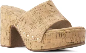 RF ROOM OF FASHION Women's Slip On Chunky Heel Peep Toe Mule Sandals