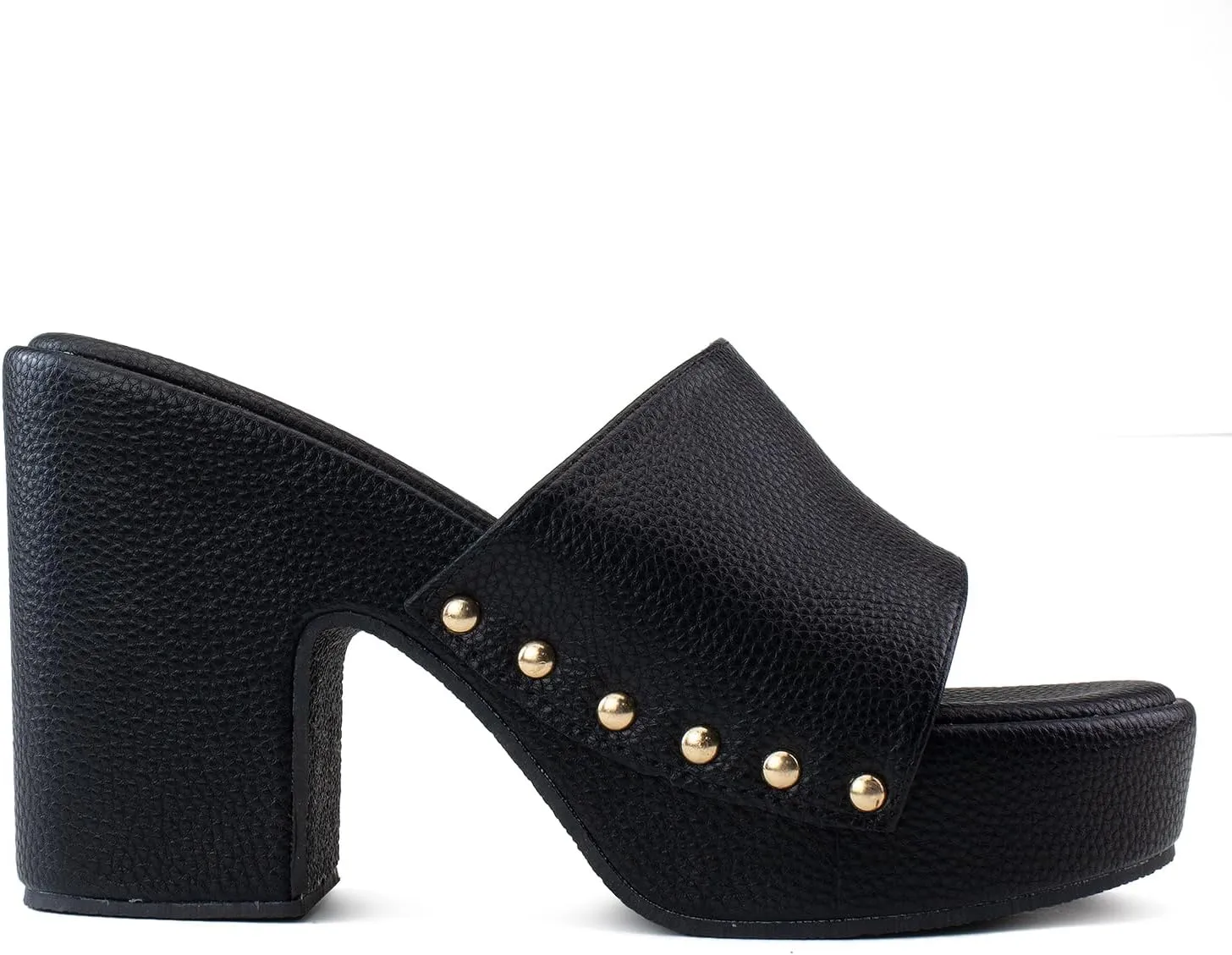 RF ROOM OF FASHION Women's Slip On Chunky Heel Peep Toe Mule Sandals