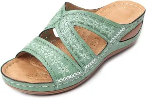 RiceelSor Women's Orthopedic Sandals with Arch Support - Slip-On Wedge Platform Summer Shoes, Non-Slip Beach Shoes & Breathable Design | All-Day Comfort