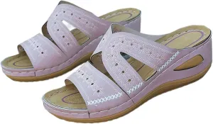RiceelSor Women's Orthopedic Sandals with Arch Support - Slip-On Wedge Platform Summer Shoes, Non-Slip Beach Shoes & Breathable Design | All-Day Comfort