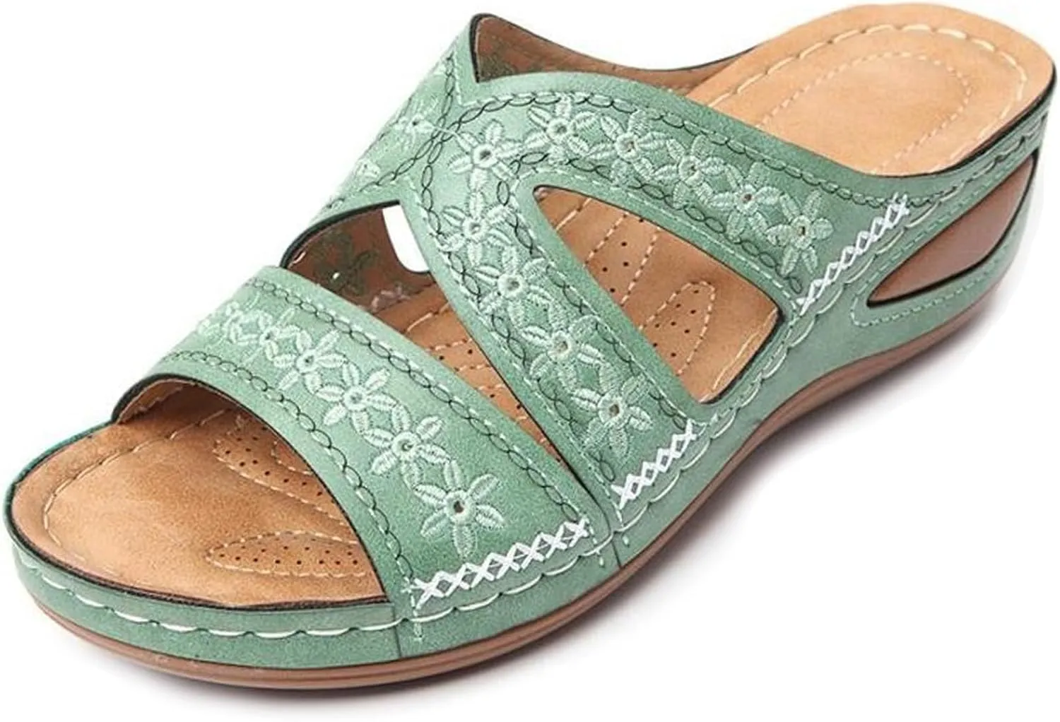 RiceelSor Women's Orthopedic Sandals with Arch Support - Slip-On Wedge Platform Summer Shoes, Non-Slip Beach Shoes & Breathable Design | All-Day Comfort