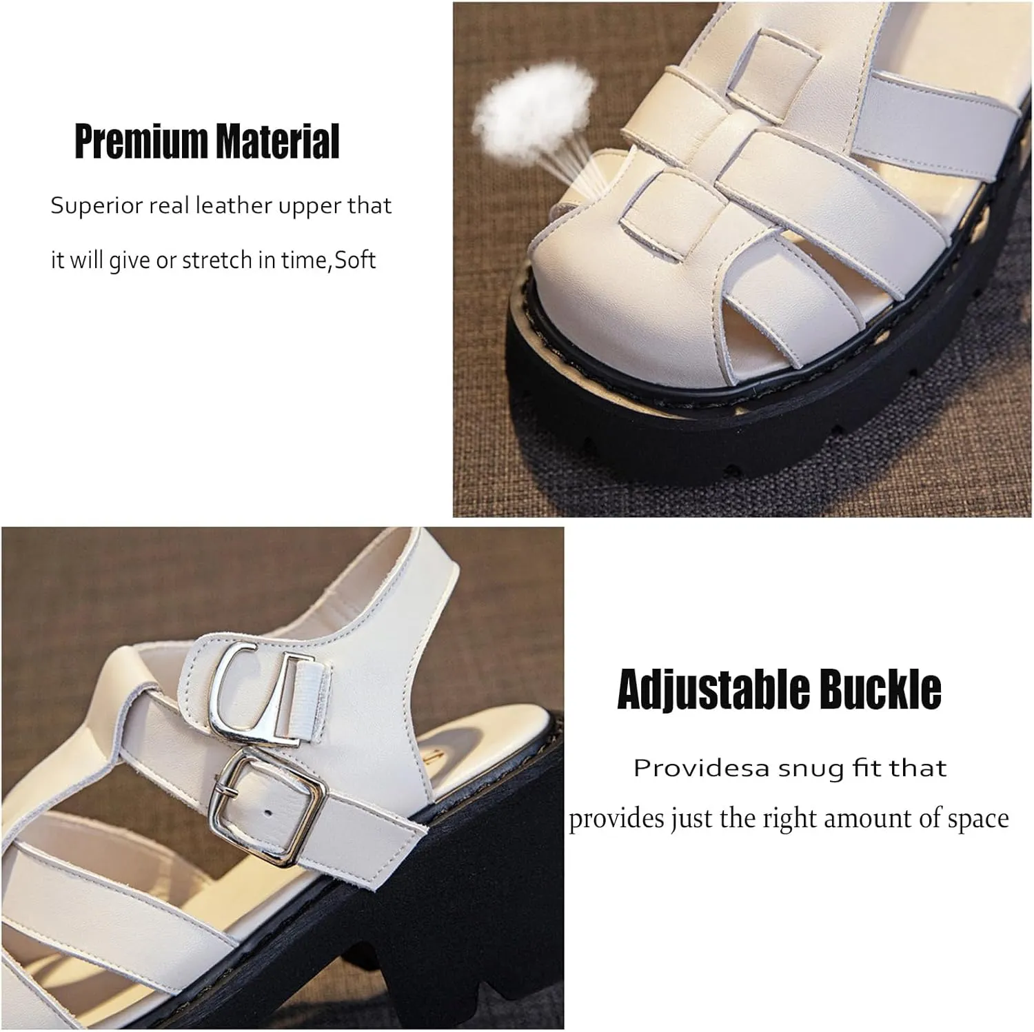 RiceelSor Women's Platform Follow Closed Toe Sandals Adjustable Buckle Ankle Strap Summer Gladiator Breathable Non-slip Ladies Wedge Caged Sandals