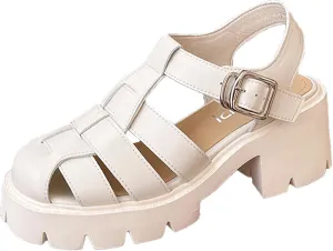 RiceelSor Women's Platform Follow Closed Toe Sandals Adjustable Buckle Ankle Strap Summer Gladiator Breathable Non-slip Ladies Wedge Caged Sandals