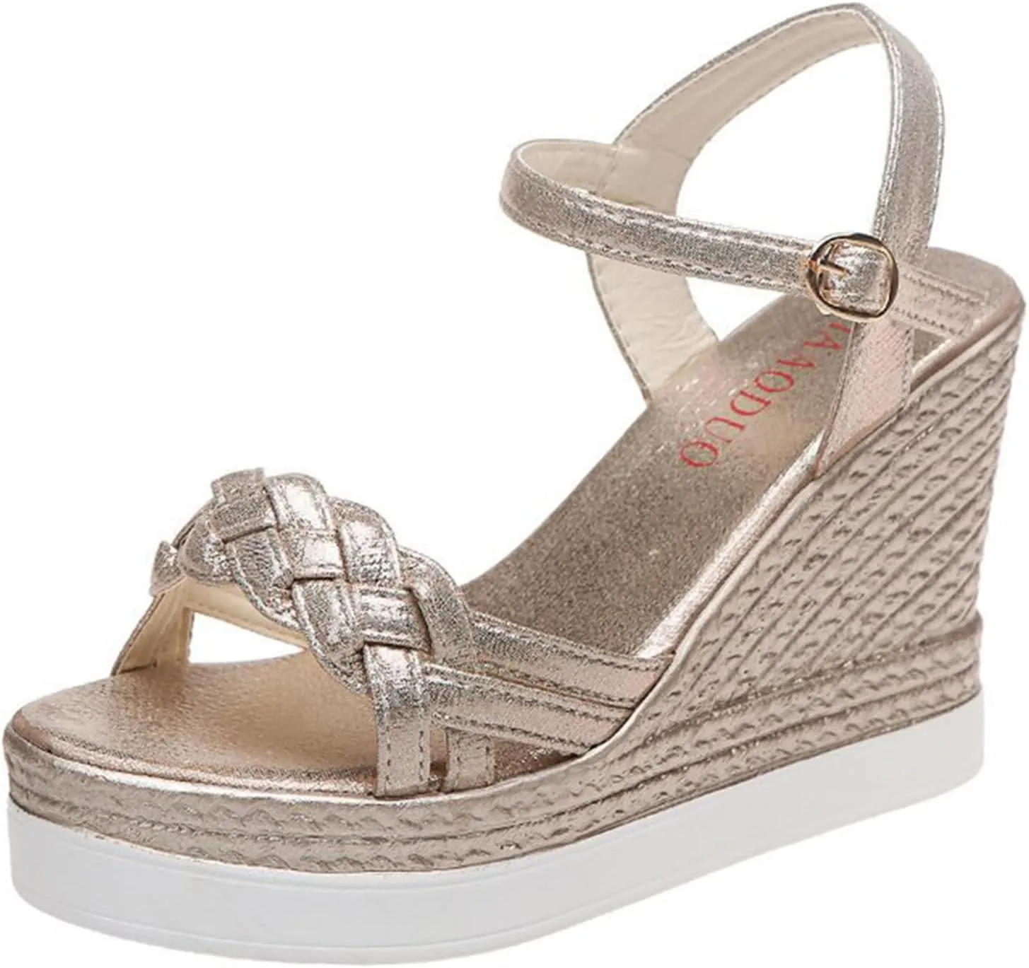 RiceelSor Women's Wedge Open Toe Buckle Ankle Strap Platform Sandals Breathable Anti-Slip Comfortable Orthopedic Summer Dress Heels