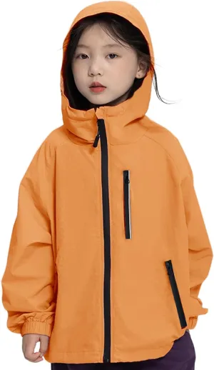 Rolanko Girls Waterproof Hooded Jacket Lightweight Raincoats for Kids Boys Windbreaker Outdoor Rain Jacket
