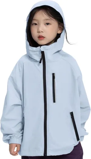 Rolanko Girls Waterproof Hooded Jacket Lightweight Raincoats for Kids Boys Windbreaker Outdoor Rain Jacket