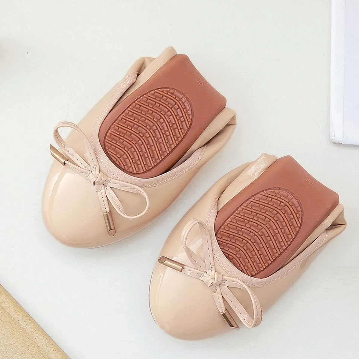 SAILING LU Women's Foldable Flat Shoes Portable Travel Ballet Flats Roll Up Slipper Shoes