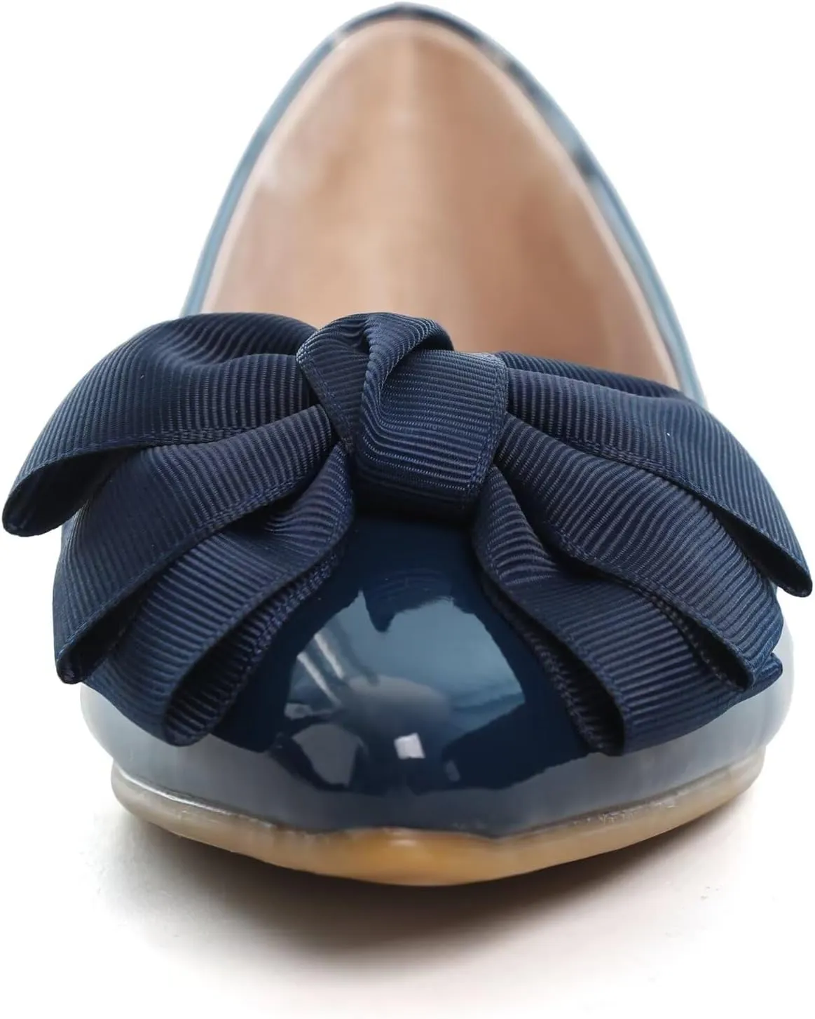 SAILING LU Womens Pointed Toe Shoes PU Ballet Flats Bow-Knot Dress Shoes Slip-on Comfortable Wear to Work Walking Flat Slip-ons