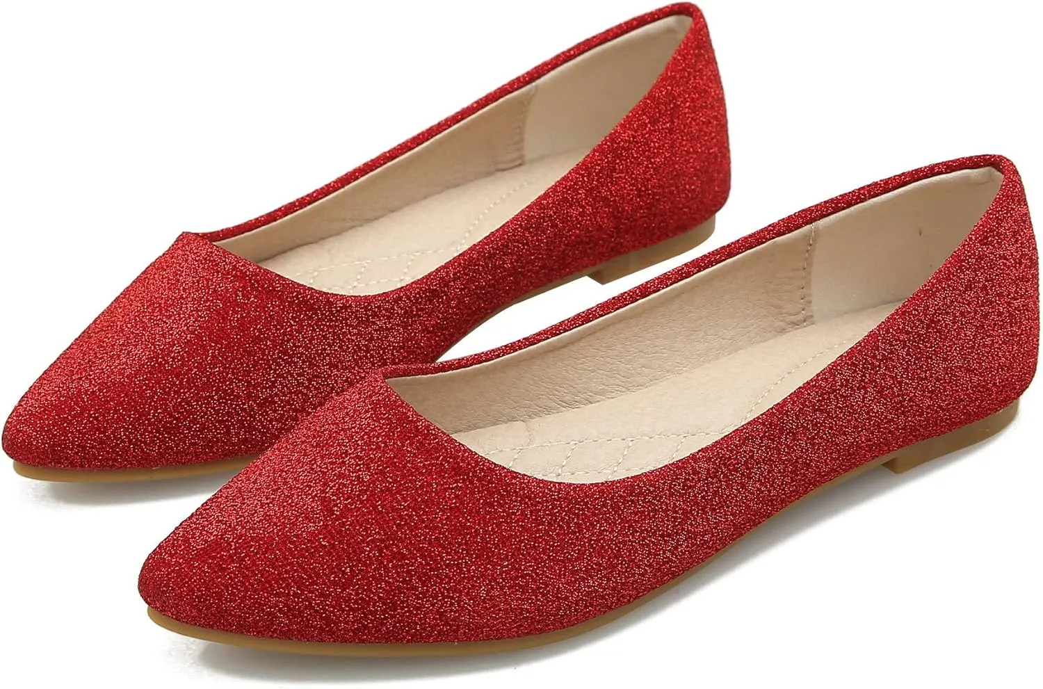 SAILING LU Women's Retro Sequins Dress Shoes Comfort Pointed Toe Ballet Flats Portable Holiday Shoes for Wedding Party