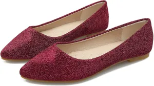 SAILING LU Women's Retro Sequins Dress Shoes Comfort Pointed Toe Ballet Flats Portable Holiday Shoes for Wedding Party