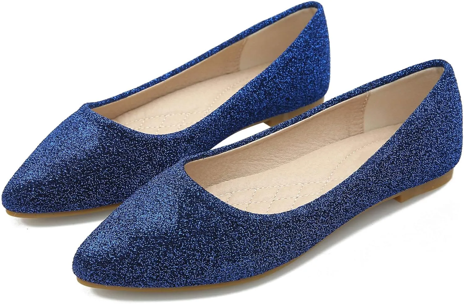 SAILING LU Women's Retro Sequins Dress Shoes Comfort Pointed Toe Ballet Flats Portable Holiday Shoes for Wedding Party