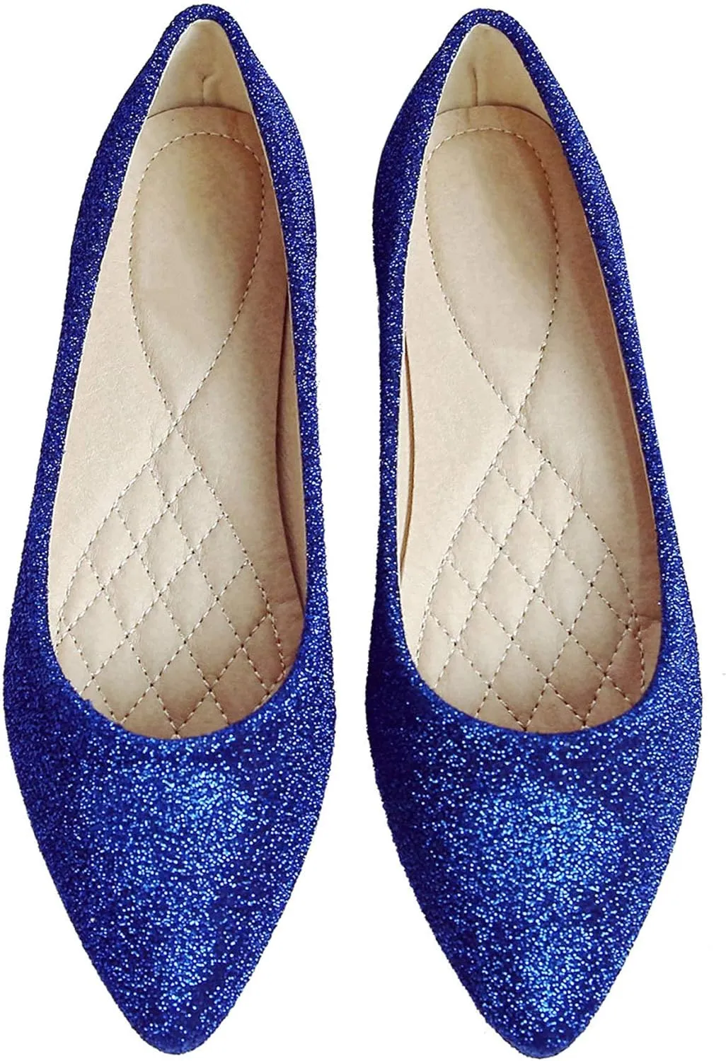 SAILING LU Women's Retro Sequins Dress Shoes Comfort Pointed Toe Ballet Flats Portable Holiday Shoes for Wedding Party