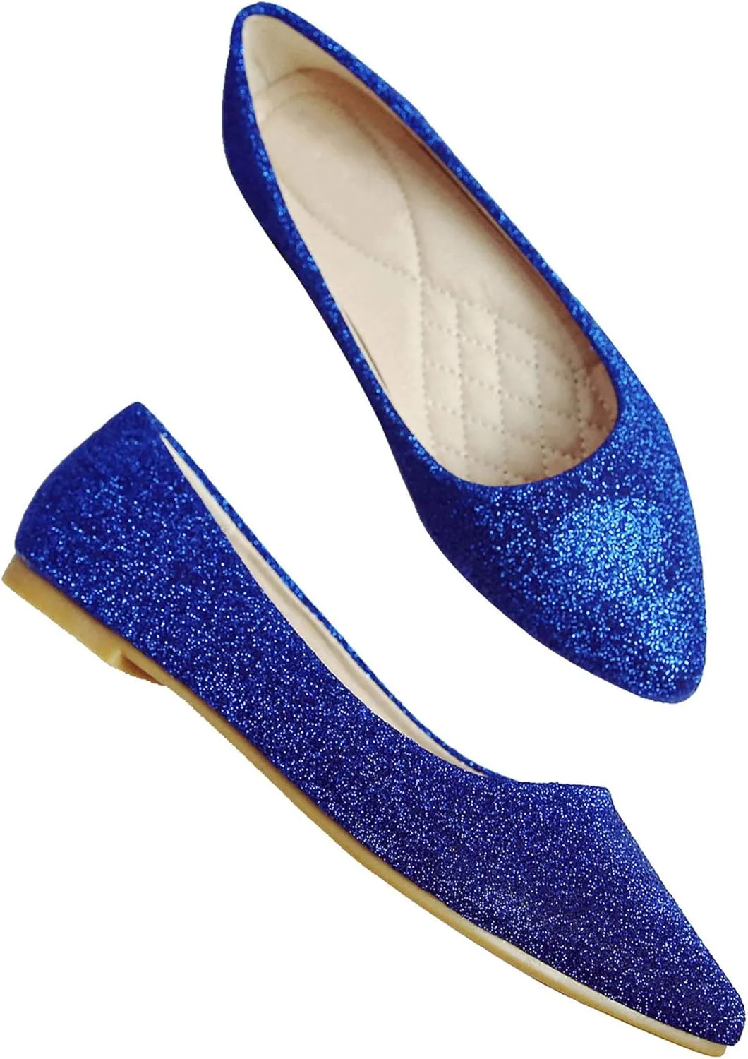 SAILING LU Women's Retro Sequins Dress Shoes Comfort Pointed Toe Ballet Flats Portable Holiday Shoes for Wedding Party