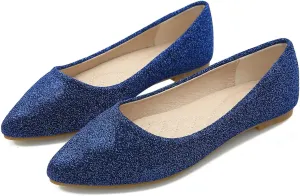 SAILING LU Women's Retro Sequins Dress Shoes Comfort Pointed Toe Ballet Flats Portable Holiday Shoes for Wedding Party