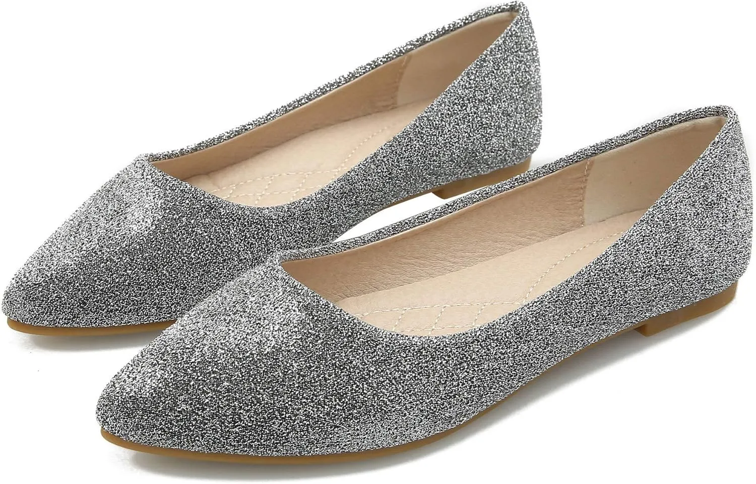 SAILING LU Women's Retro Sequins Dress Shoes Comfort Pointed Toe Ballet Flats Portable Holiday Shoes for Wedding Party