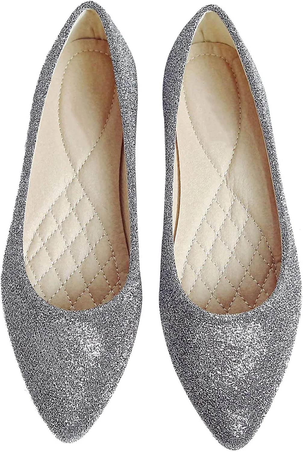 SAILING LU Women's Retro Sequins Dress Shoes Comfort Pointed Toe Ballet Flats Portable Holiday Shoes for Wedding Party