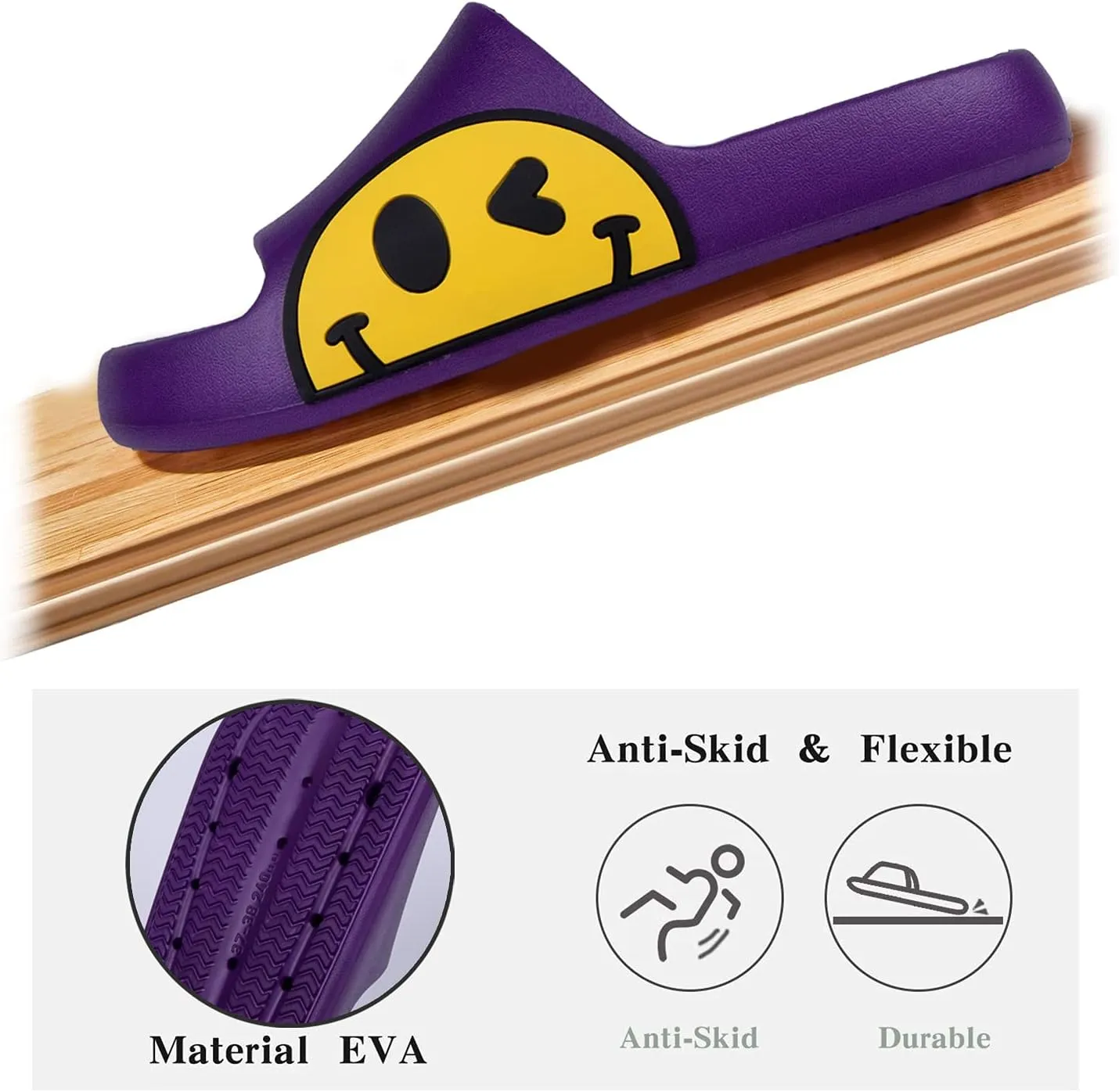 Sandals for Girls and Boys,Mens Slippers Sandals for Women,EVA Anti-Slip Indoor & Outdoor Kids Slippers Smile Face Open Toe Spa Bath Pool Gym House Casual Shower Shoes