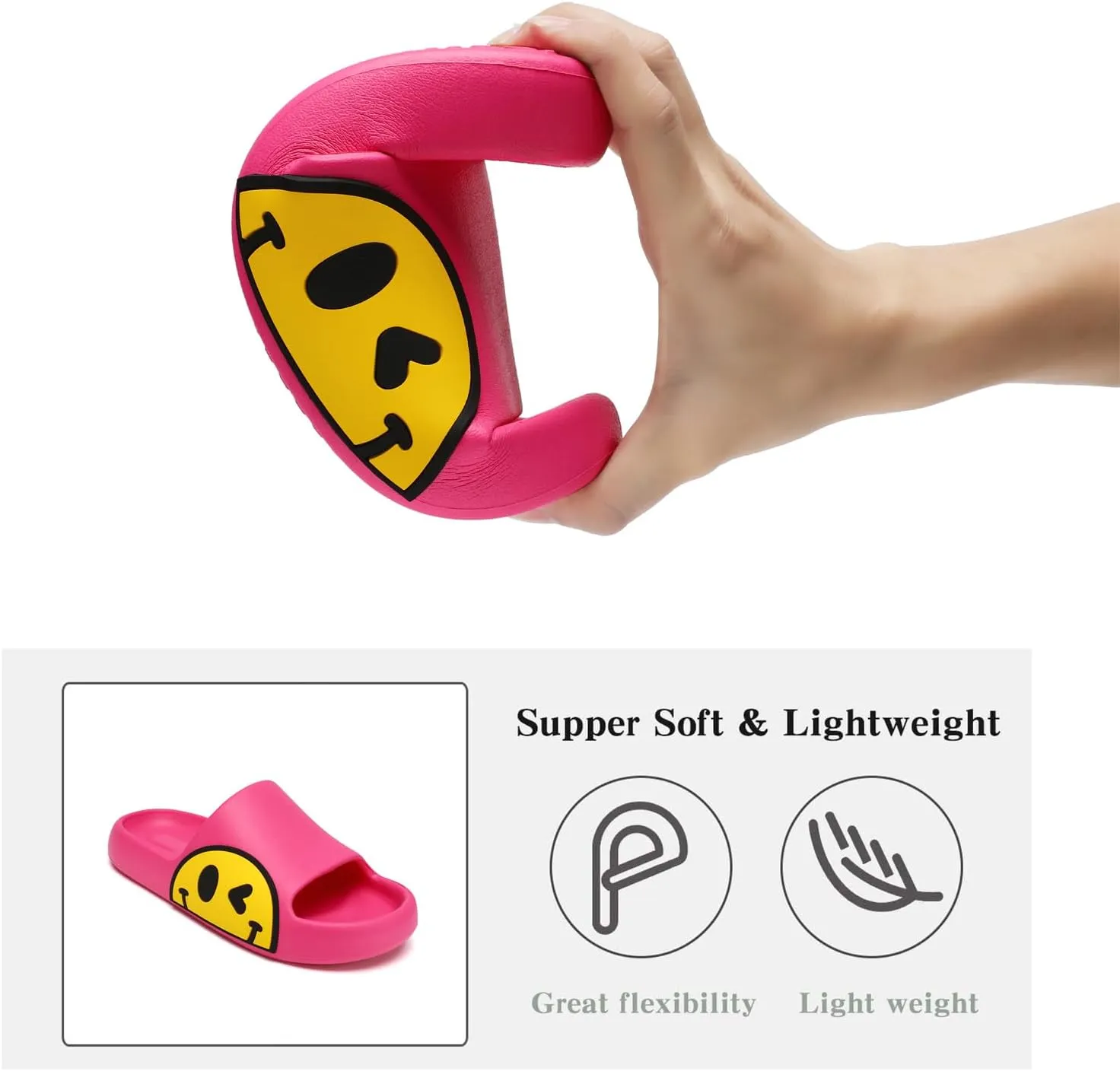 Sandals for Girls and Boys,Mens Slippers Sandals for Women,EVA Anti-Slip Indoor & Outdoor Kids Slippers Smile Face Open Toe Spa Bath Pool Gym House Casual Shower Shoes