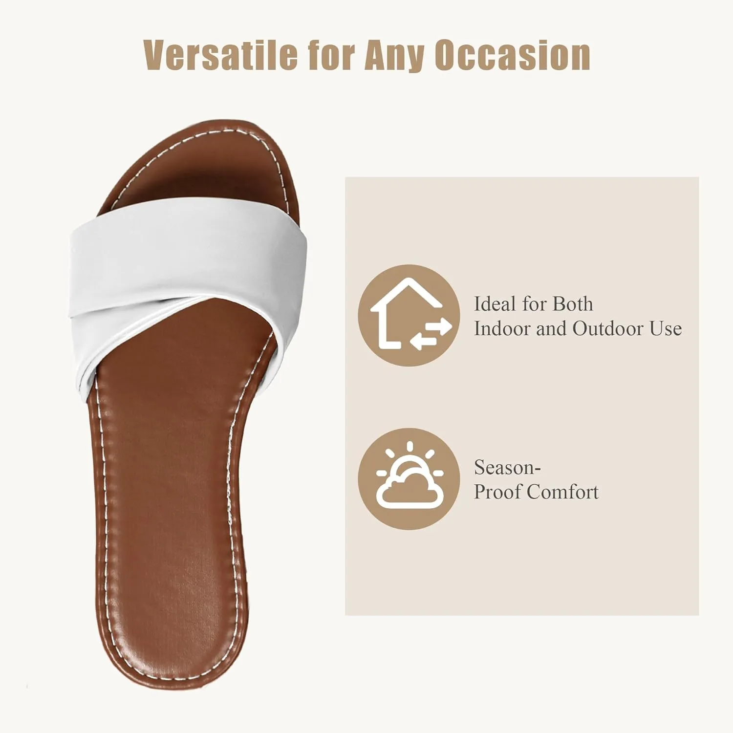 Sandals for Women 2025 - Breathable Leather Flat Sandals with Cushioned Sole for Beach, Travel & Casual | Sizes 6-11