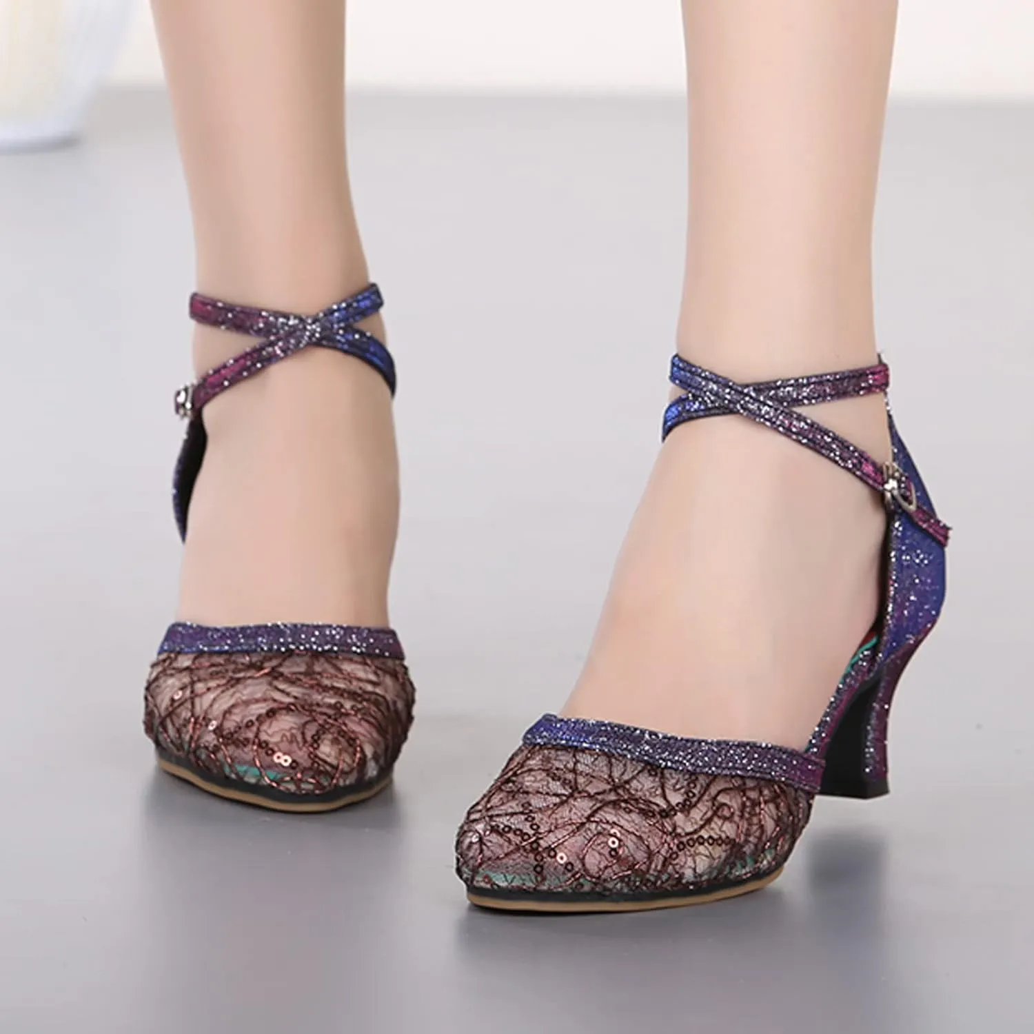 Sandals for Women 2025 Closed Toe Ballroom Latin Dance Shoes Dancing Heels Dress Shoes Breathable Mesh Sandals