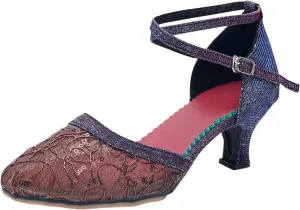 Sandals for Women 2025 Closed Toe Ballroom Latin Dance Shoes Dancing Heels Dress Shoes Breathable Mesh Sandals
