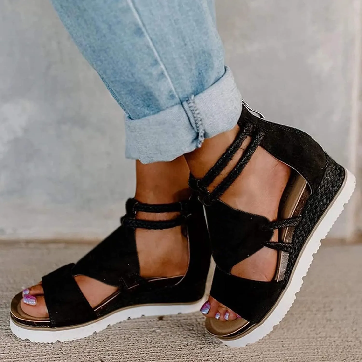 Sandals for Women Dressy,Sandals For Womens Casual Open Toe Strappy Wedge Sandals Summer Dressy Beach Womens Sandals